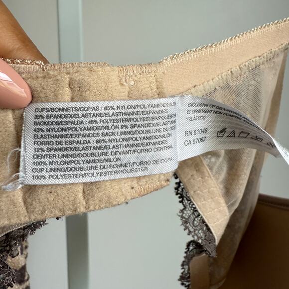 Wacoal‎ Bra Size 38D Beige with Brown Lace - Picture 5 of 6